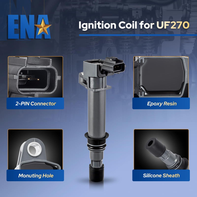 ENA Set of 1 Ignition Coil Pack Compatible with Dodge Jeep Mitsubishi Dakota Durango 1500 Nitro Cherokee Commander Raider 3.7L 3.9L 4.7L V6 V8 Replacement For UF270 UF399 UF297 C1231 56028138 - Image 2